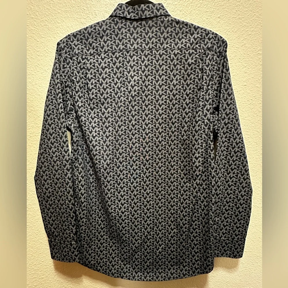 Michael Kors Dark Navy & Grey Geometric Shirt, NWT - Picture 4 of 5